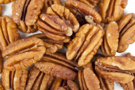 Close up image of pile of pecan nutsの写真素材