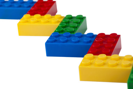 Zigzag connection of a colorful Lego bricks