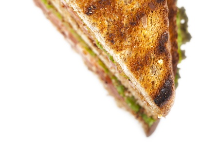 Cropped toasted sandwich over a white backgroundの写真素材