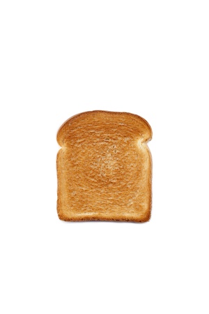 Close up image of toasted slice of loaf bread against white backgroundの写真素材