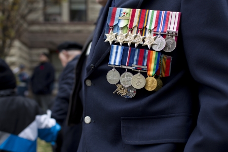 Close-up shot of a medals on military uniform of a officer.のeditorial素材