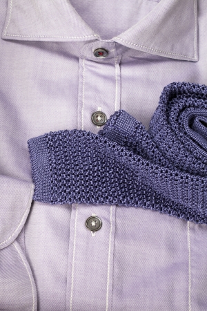 Image of violet men's shirt with a scarfの写真素材