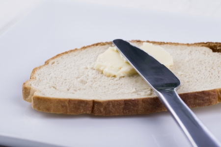 Closed up image of bread and butterの写真素材