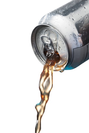 Cropped image of a can pouring colaの写真素材