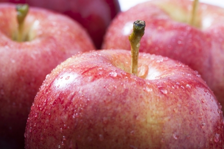 Close up image of fresh red appleの写真素材
