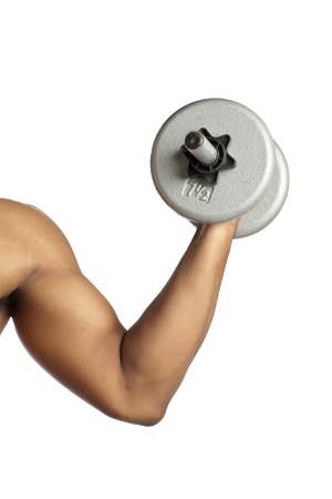 Close-up of man's hand lifting dumbbell photoの写真素材