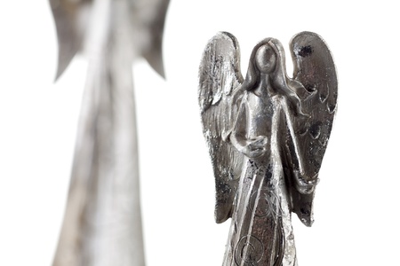 Silver angel isolated on whiteの写真素材