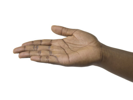 Closed up open hand of a black manの写真素材