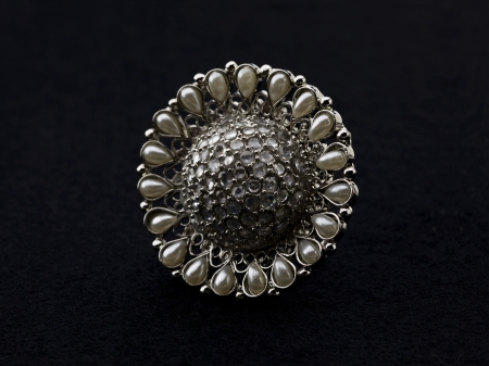 Close up image of Antique ring against black black backgroundの写真素材