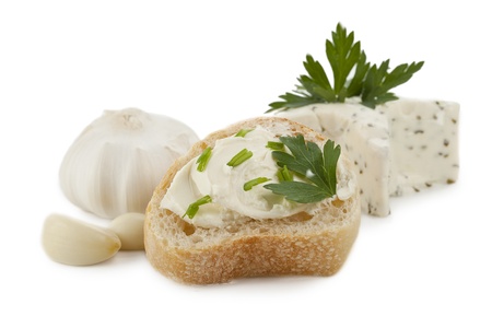 Yummy toast with herb butter spreadの写真素材