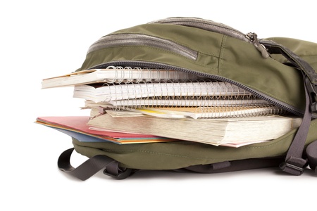 Image of school bag full of school suppliesの写真素材