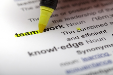 Highlighting the Team part of Teamworkの写真素材