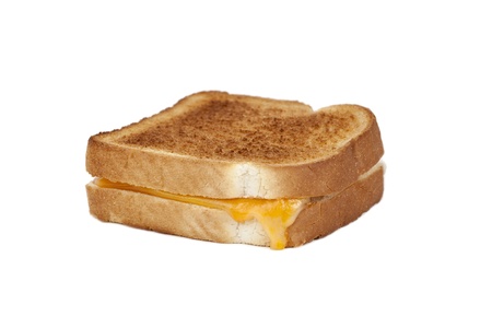 Close up image of cheese sandwich against white backgroundの写真素材