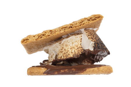 Close up image of smore against white backgroundの写真素材