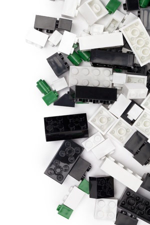 Image of scattered blocks of lego against white backgroundの写真素材