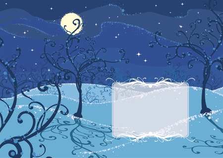 illustration of a winter night with a place for the textのイラスト素材