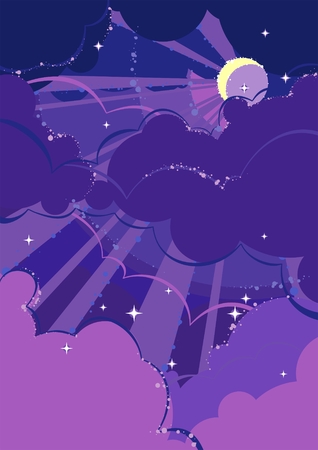 illustration of a beautiful night sky full of moonlightのイラスト素材
