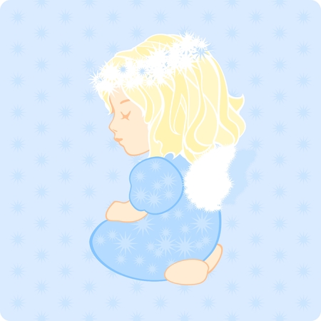 illustration of a cute little baby girl angelのイラスト素材