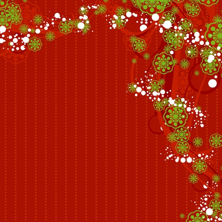 christmas background with snowflakes and fur-tree balls, with a place for the textのイラスト素材