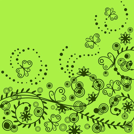 beautiful floral pattern with butterfliesのイラスト素材