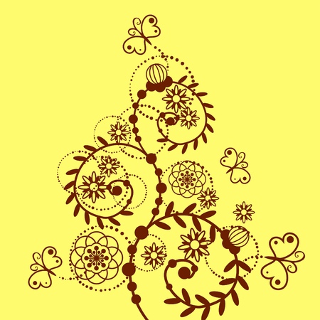 beautiful background pattern with butterflies and flowersのイラスト素材