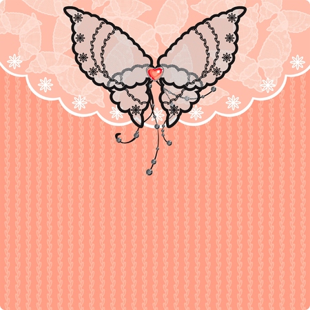 valentin's day card with lacy butterfliesのイラスト素材
