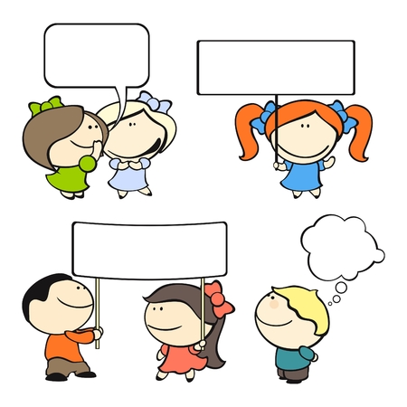 set of images of funny kids on a white background #8, banners and speech bubbles themeのイラスト素材
