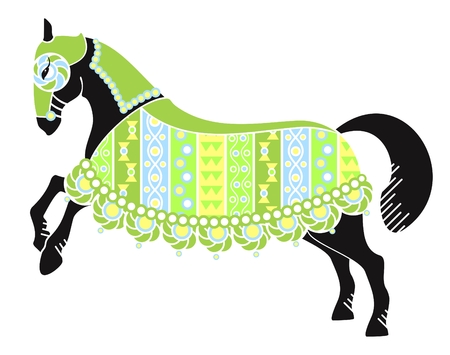 stylized image of a black horse on a white backgroundのイラスト素材