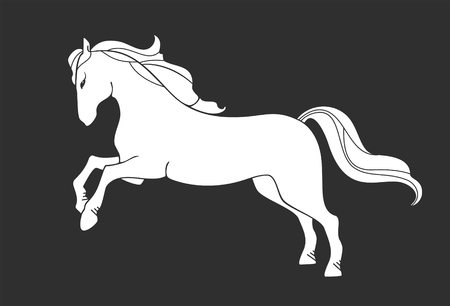 stylized image of a white horse on a black backgroundのイラスト素材
