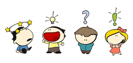 set of images of funny kids on a white background #14, expression icons themeのイラスト素材