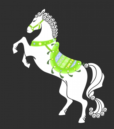 stylized image of a white horse on a grey backgroundのイラスト素材