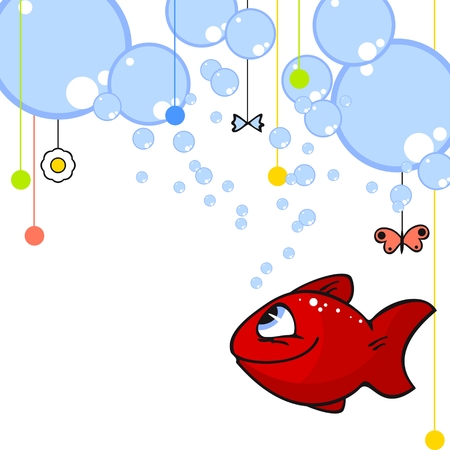 Cute card with a little red fishのイラスト素材