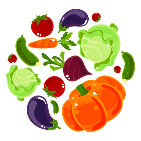 Set of vegetables on a white backgroundのイラスト素材