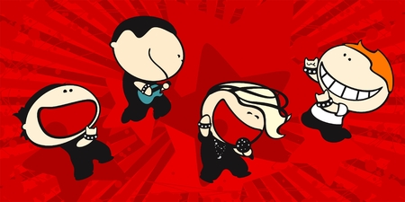 Set of images of funny kids #21, rock themeのイラスト素材