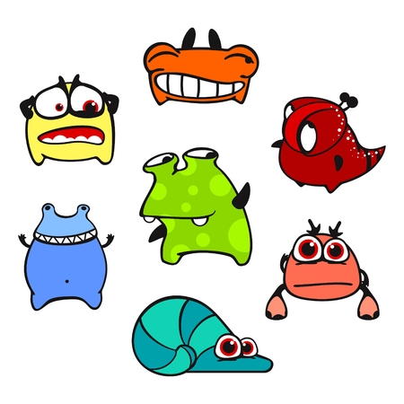 Set of images of amusing multi-coloured unknown animals #5のイラスト素材