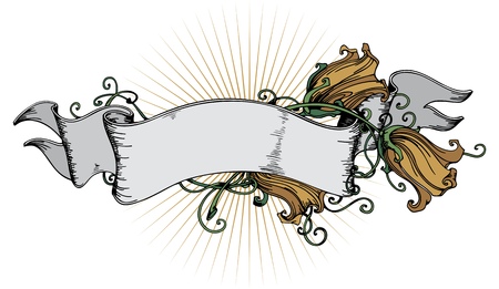 Vintage banner with golden tulipsのイラスト素材