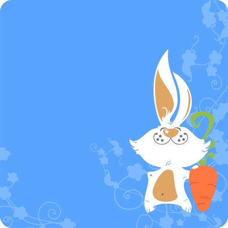 Easter card with a white bunny and carrotのイラスト素材