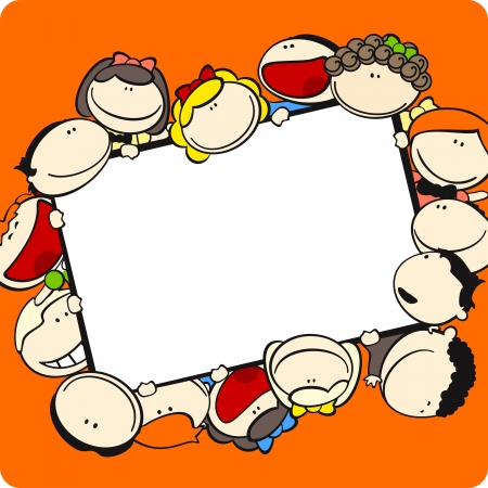 Cute cartoon kids frameのイラスト素材