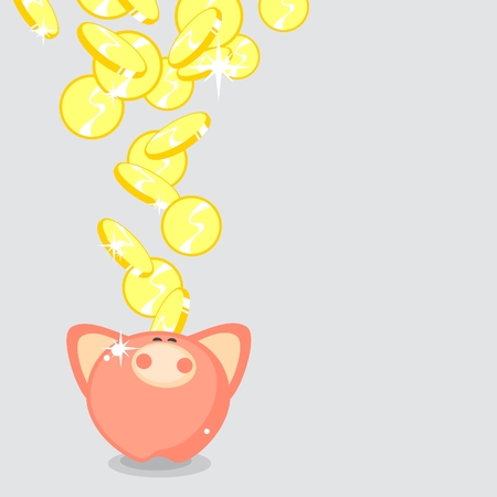 Piggy bank and moneyのイラスト素材