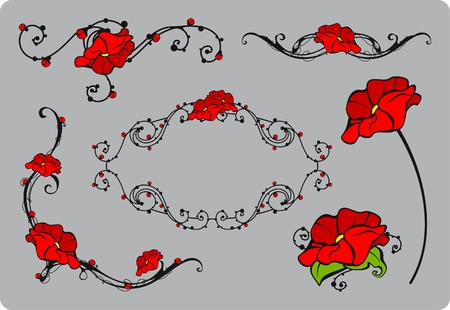 Set of floral decorative elementsのイラスト素材