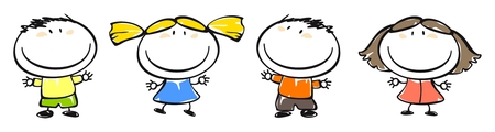 Set of images of funny kids on a white background #30, child's drawingのイラスト素材