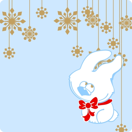 Cute rabbit and snowflakesのイラスト素材