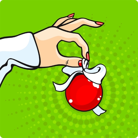Hand with a christmas-tree decorationのイラスト素材