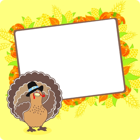 Thanksgiving frame with a turkeyのイラスト素材
