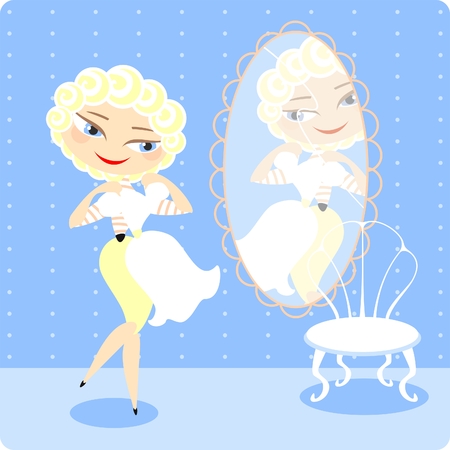 Choosing a dressのイラスト素材