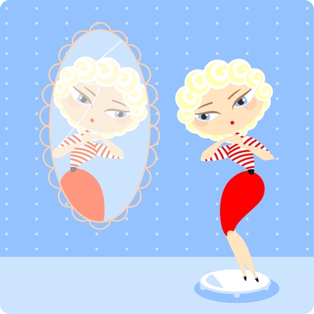 Young woman weighingのイラスト素材