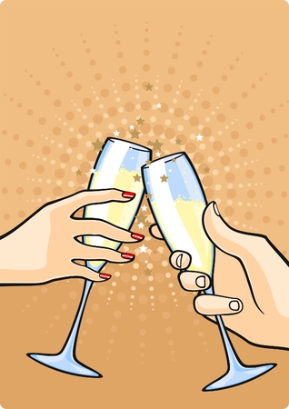 Hands with champagneのイラスト素材
