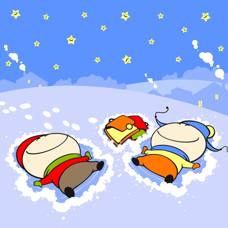 Snow angelsのイラスト素材