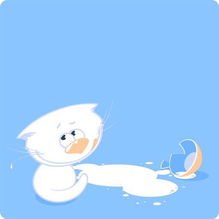 Cat with a broken cupのイラスト素材