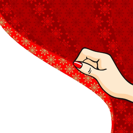 Hand raising a curtainのイラスト素材